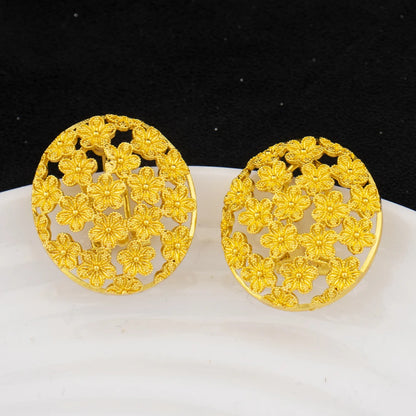 Dubai 24K Gold Jewelry Set: Luxury Necklace, Earrings & Ring for Women, African Bridal Wedding Party Gift, Elegant Jewellery Wom