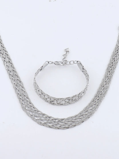 YM 10mm woven hollow chain necklace & bracelet set, 40cm gold-tone plated, Dubai Africa luxury punk women jewelry gift