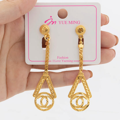 Gold Color Earrings for Women New Arrival 18K Gold Plated Copper Fashion Long Dangle Earrings Charm Wedding Party Jewelry Gift - YUEMING JEWELRY