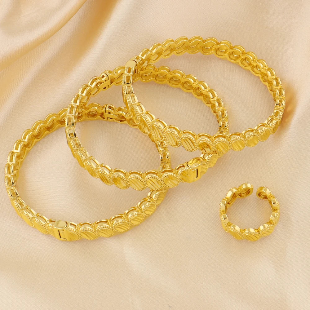 bohemian bracelet gold dubai 24k Women's Retro Simple Gold Color Metal Bracelets Girly Charm Fashion Jewelry Wedding Gift