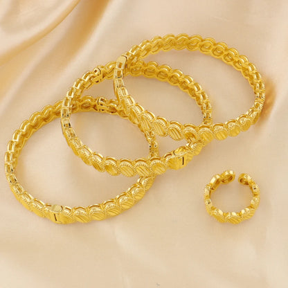 bohemian bracelet gold dubai 24k Women's Retro Simple Gold Color Metal Bracelets Girly Charm Fashion Jewelry Wedding Gift