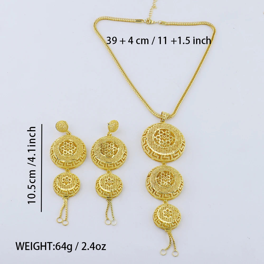 Indian Plated Floral Jewelry Set for Women, Stainless Steel Necklace & Earring Set for Wedding Party Gift