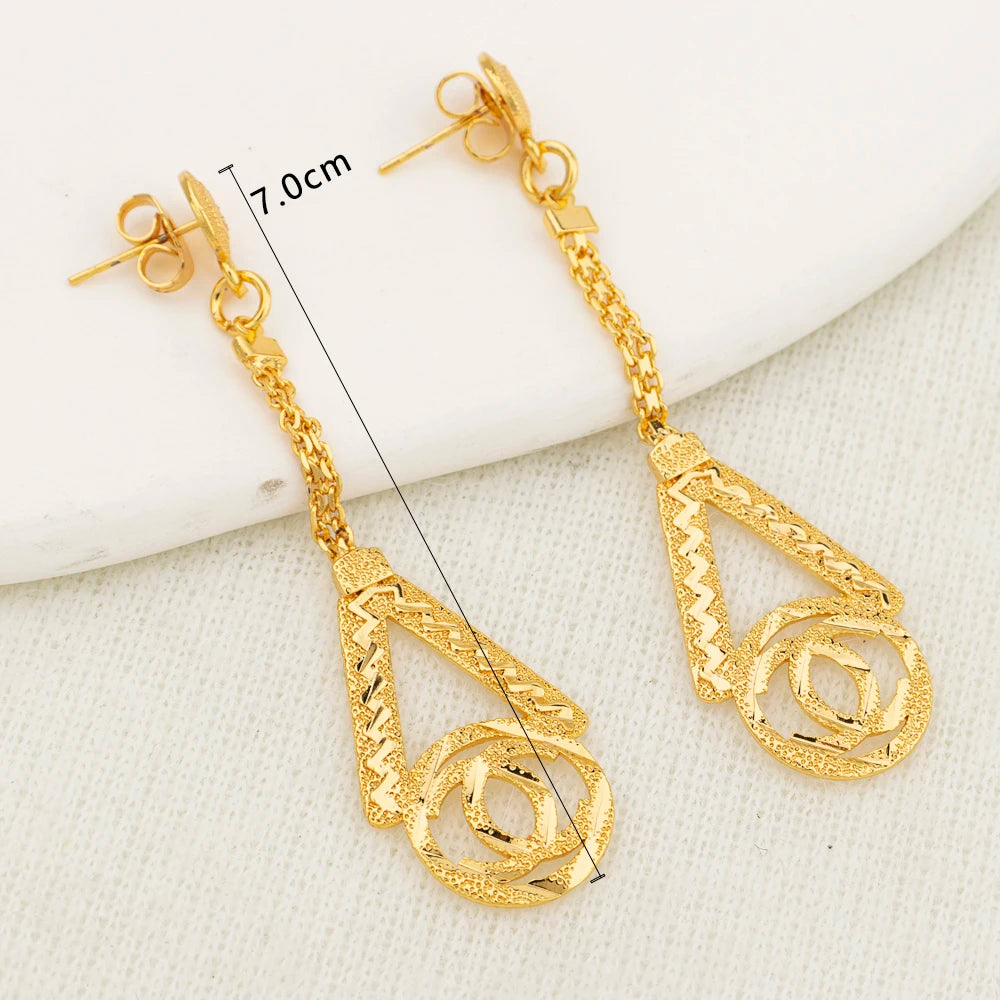 Gold Color Earrings for Women New Arrival 18K Gold Plated Copper Fashion Long Dangle Earrings Charm Wedding Party Jewelry Gift - YUEMING JEWELRY