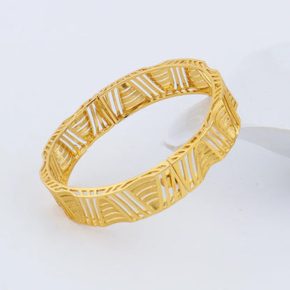 Plated Dubai Turkish Italian Hollow Bangles for Women, Middle East Bridal Wedding Jewelry Set, Elegant Jewellery Woman