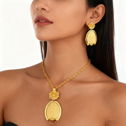 316L stainless steel gold color jewelry set women necklaces earrings Personality Simple Punk Retro wedding party gift