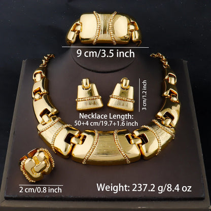 Plated Italy-French Round Bead Necklace & Earrings Jewelry Set for Women, Smooth  Color Gift for Party Wedding