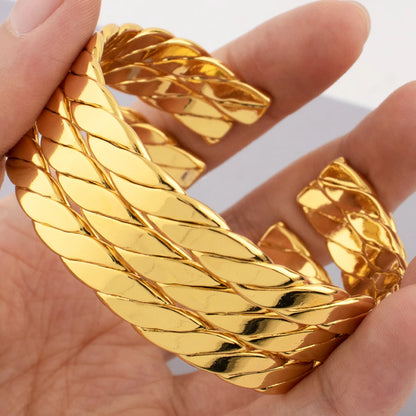 Stainless Steel Gold Plated Bracelet Simple and Trendy Women's Personalized Adjustable Opening Bracelet Waterproof Jewelry