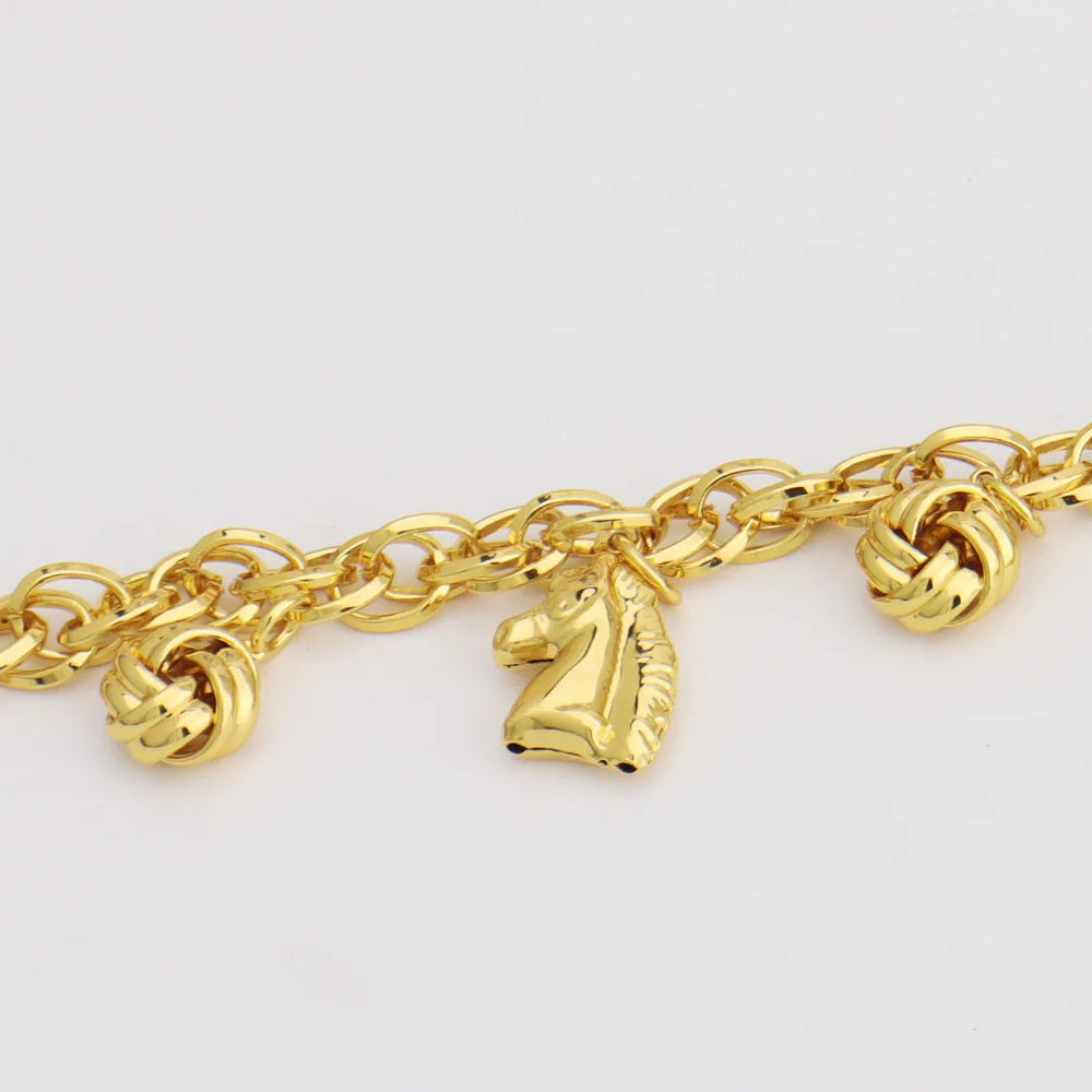 France Animal Flower Pendant Chain Bracelet for Women, Stainless Steel Africa Wedding Party Gift, Trendy Daily Accessor