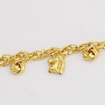 France Animal Flower Pendant Chain Bracelet for Women, Stainless Steel Africa Wedding Party Gift, Trendy Daily Accessor