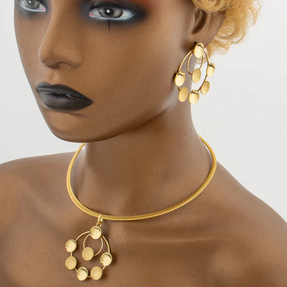 Fashion Earrings Pendant Necklace Sets African Luxury Dubai Jewelry Women Party Jewelry Set Accessories