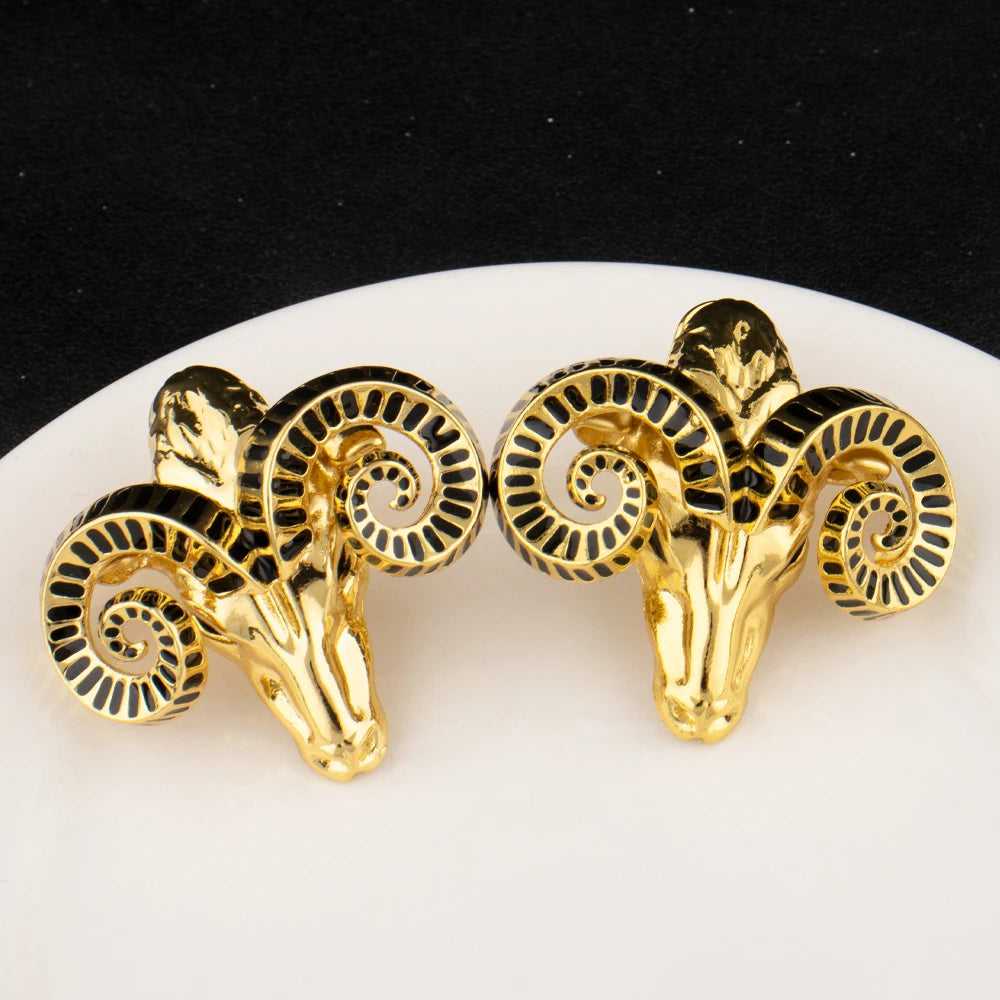 African Luxury 18k Gold Necklace Earrings Set Goat Shape Women's Dubai Noble Design Jewelry Party Nigeria Banquet Gift Jewelry