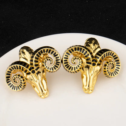 African Luxury 18k Gold Necklace Earrings Set Goat Shape Women's Dubai Noble Design Jewelry Party Nigeria Banquet Gift Jewelry