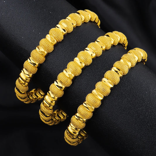 Luxury Dubai 24k Gold Color bangles for women flower Charm Bracelet east wedding bohemian bracelet Wedding Gift
