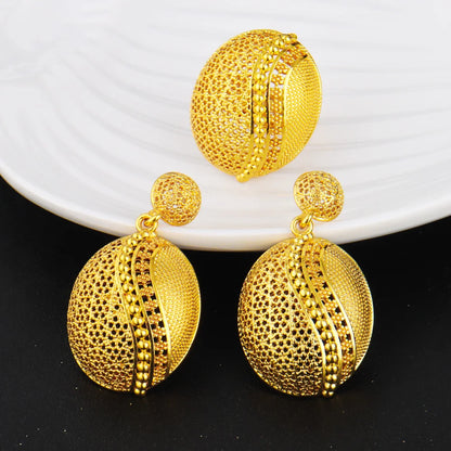 Sparkling Floral Bridal Set Gold Tone Necklace Earrings Women Indian Wedding Gift