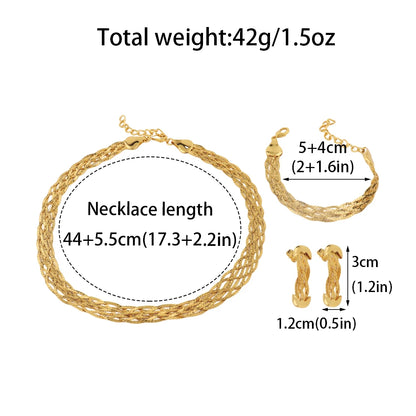 3 PCS Set 18K Gold Color Necklace Bracelet Earrings Set Dubai Africa Party Exquisite Jewelry Set For Woman Bridal Nigerian Gifts