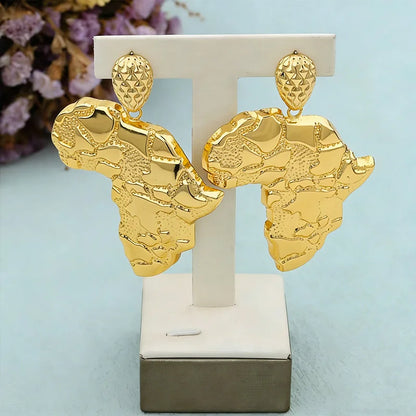 Big Gold Plated Earrings Jewelry for Trendy Women African Dubai Style Round Dangler Earrings Classic Lady Accesories for Party