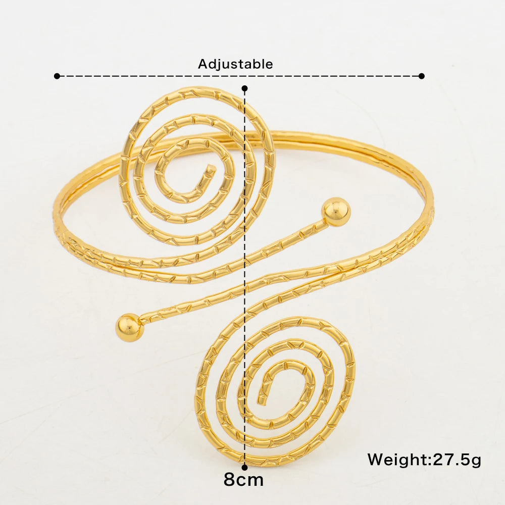 Ethiopian Gold Color Armlet Jewelry Set Irregular Design Big Arm Band Weddings Elegant Floral Design Armband Jewelry Accessory