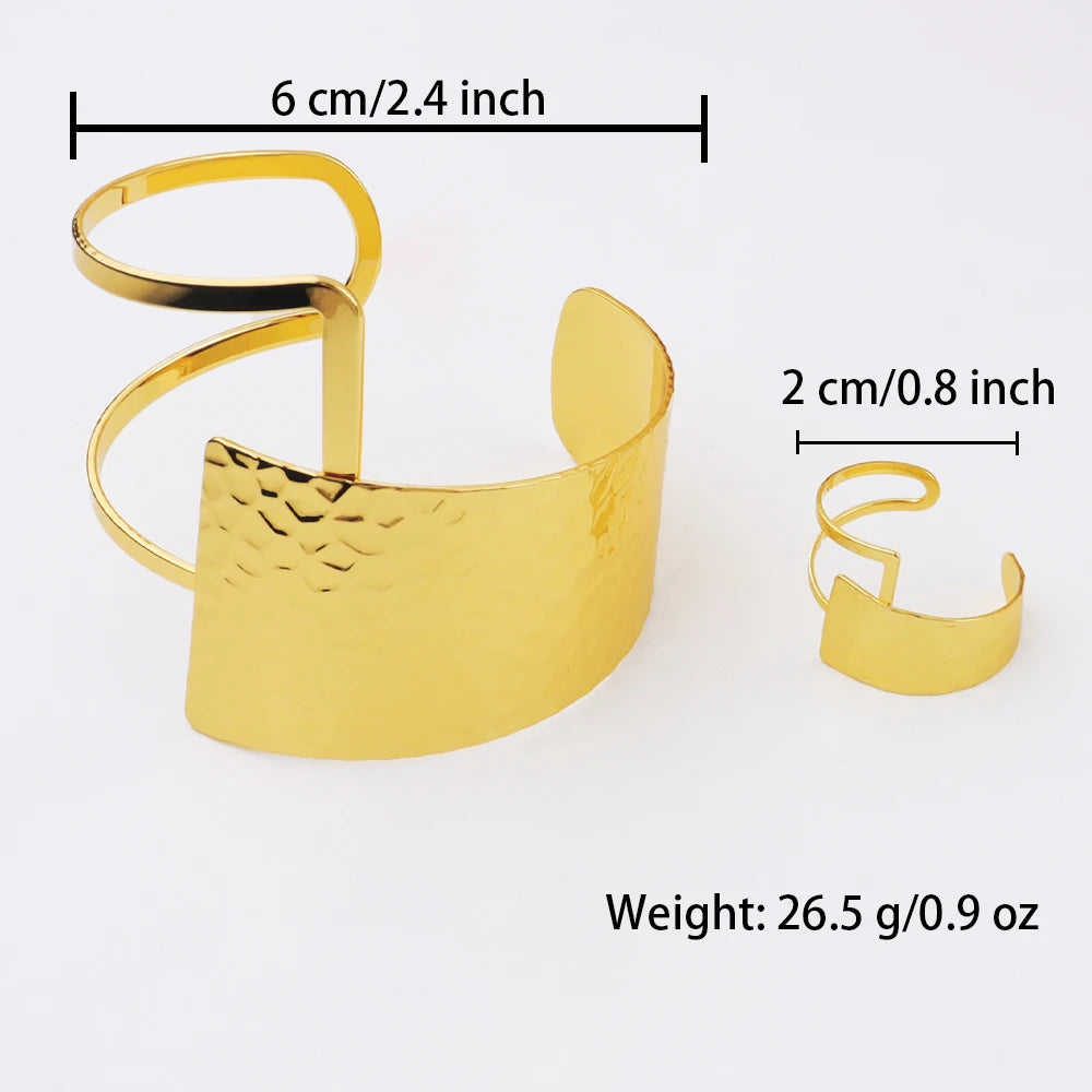 Women Girls Adjustable Open Cuff Bracelet, Exaggerated Hip-Hop Wristband, Unique Fashionable Streetwear Jewelry Gift, Trendy Wid