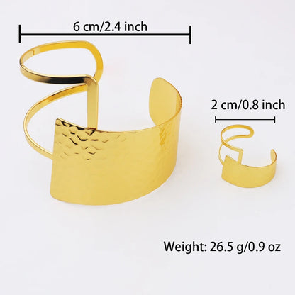 Women Girls Adjustable Open Cuff Bracelet, Exaggerated Hip-Hop Wristband, Unique Fashionable Streetwear Jewelry Gift, Trendy Wid