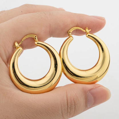 Classic Fashion Earrings Geometric Circle Gold Color Chunky Hoop Earrings for Women Daily Personality Luxury Jewelry Accessories