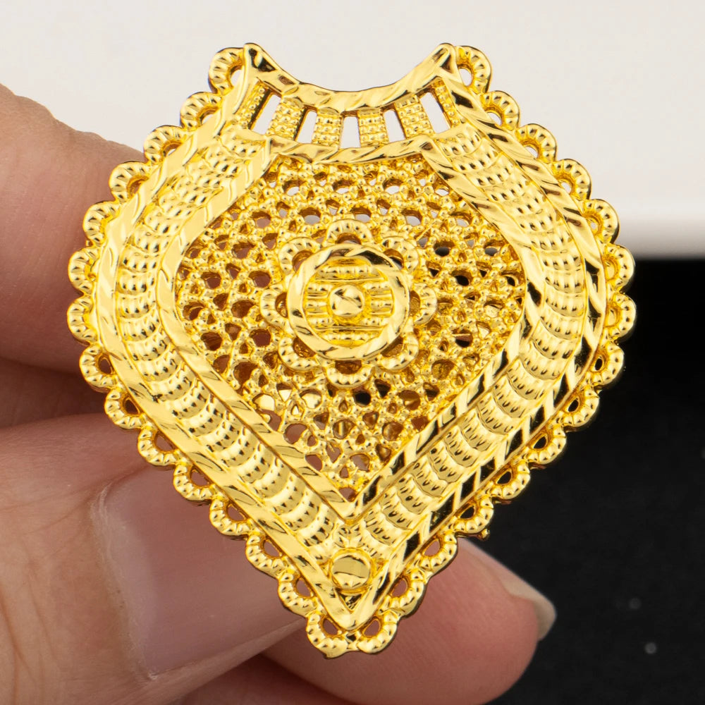 Indian Gold Plated Flower Bridal Jewelry Set for Women Dubai Costume Stainless Steel Necklace Earrings Combo Wedding Party Acces