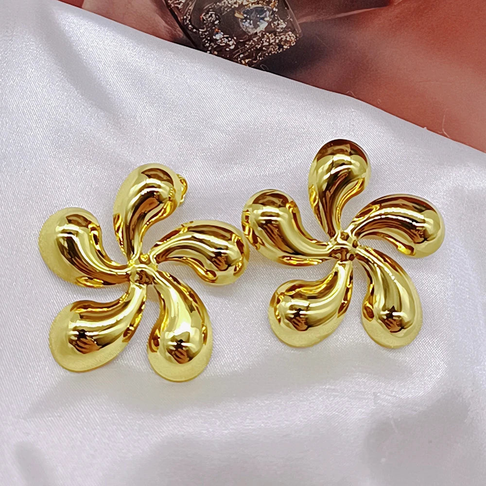 Fashion Leaf Drop Dangle Earrings Stainless Steel Prevent Allergy Metal Popular Jewelry Statement Style Gold Plated Jewellery