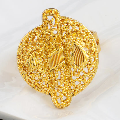 YM Gold Color Complex Patterns Women Jewelry Set Mid East Dubai Earrings Ring Necklace Jewelry Wholesale Gift for Mother's Day