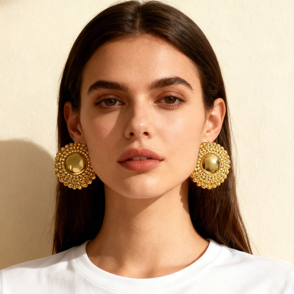 18k Gold Plated earrings jewelry for Woman stainless steel earrings Dubai Bride Engagement Luxury Hoop Earrings Set