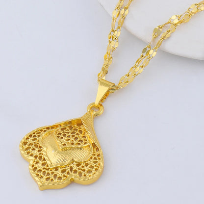 Fashion Gold Color Jewelry For Women Necklace Pendant Earrings Rings Wedding Nigeria France Jewelry Set Party Gifts