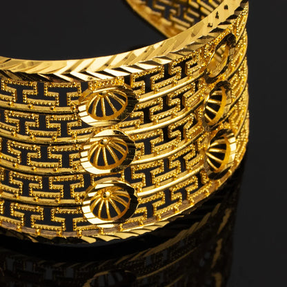 Luxury Noble Jewelry Set for Women – Hollow Carved Bangle Ring Earrings Gift for Party Wedding