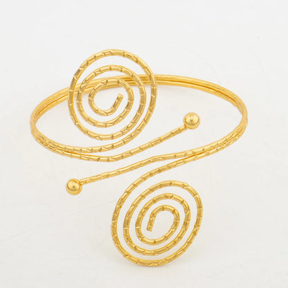 Ethiopian Gold Color Armlet Jewelry Set Irregular Design Big Arm Band Weddings Elegant Floral Design Armband Jewelry Accessory