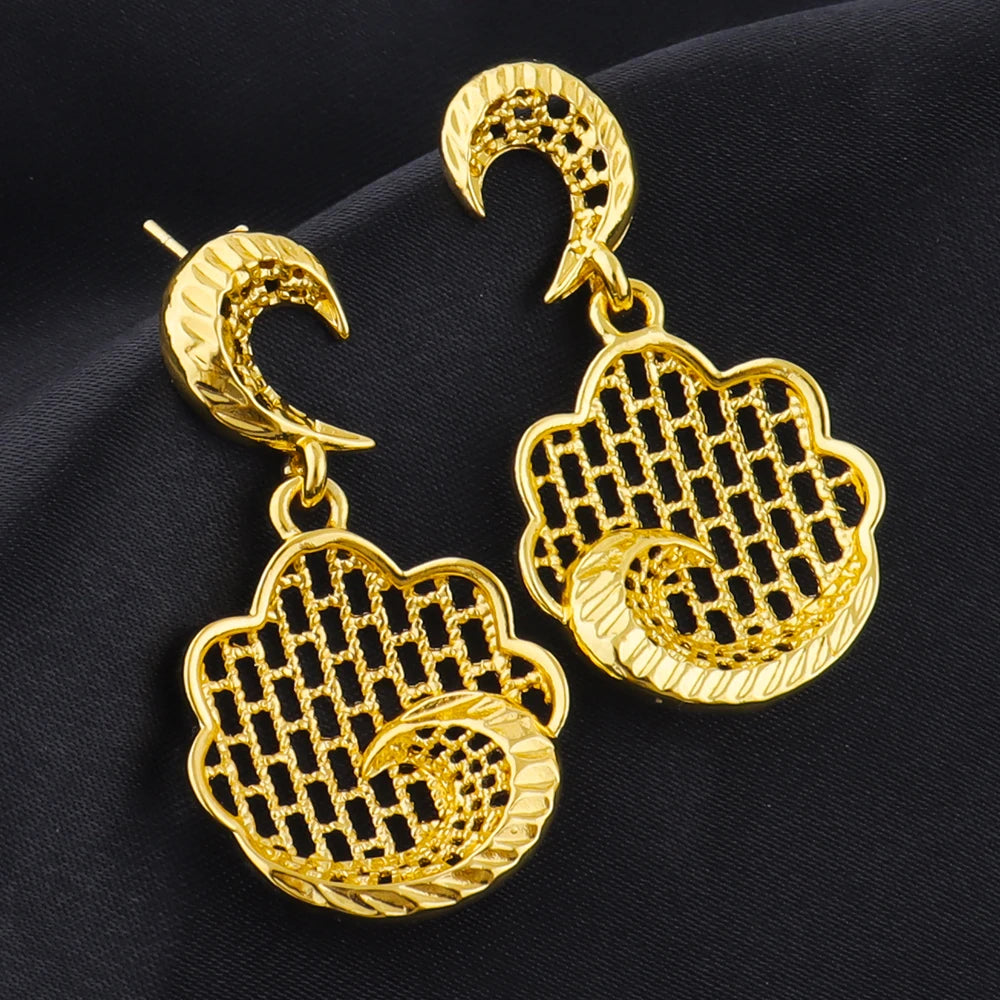 Fashion 24K Gold Color Flower Pendant Necklaces High Quality Luxury Jewelry for Dubai India Africa Women Party Gift