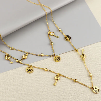 Bohemia Gold Color Long Tassel Sequins Necklace Stainless Steel Waterproof Necklace For Women 2025 New Trendy Sweater Chain