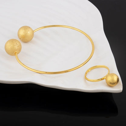 New Little Pearl Ring Bangle for Women Fashion Gold Color Delicate Big Circle Bracelet Ring France Jewelry Gift For Party Daily
