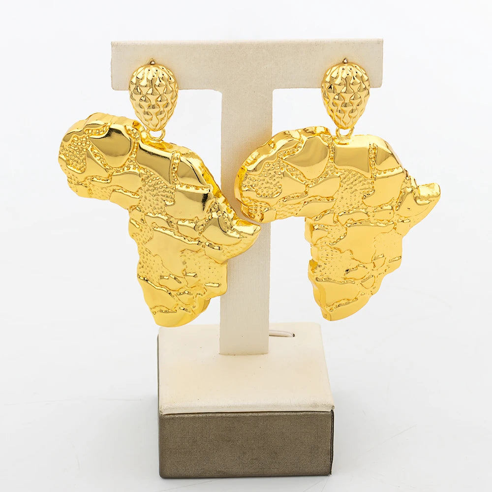 Big Gold Plated Earrings Jewelry for Trendy Women African Dubai Style Round Dangler Earrings Classic Lady Accesories for Party