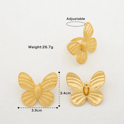 YM Jewelry Sets with Gift Box Butterfly Earrings For Women Geometric Ring Frosted Vintage Fashion Party Temperament Jewellry