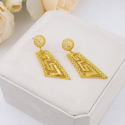 Luxury 24K Gold Plated Jewelry Set Fashion Woman Necklace Earrings Bracelet Ring set jewelry woman sets quality