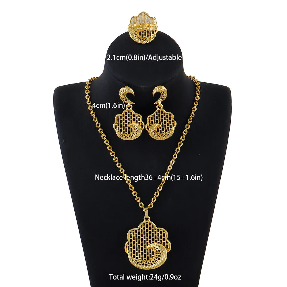 fashion gold jewelry set stainless steel earrings necklaces for women simple Personality gift wedding party Accessories