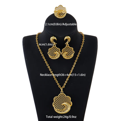 fashion gold jewelry set stainless steel earrings necklaces for women simple Personality gift wedding party Accessories