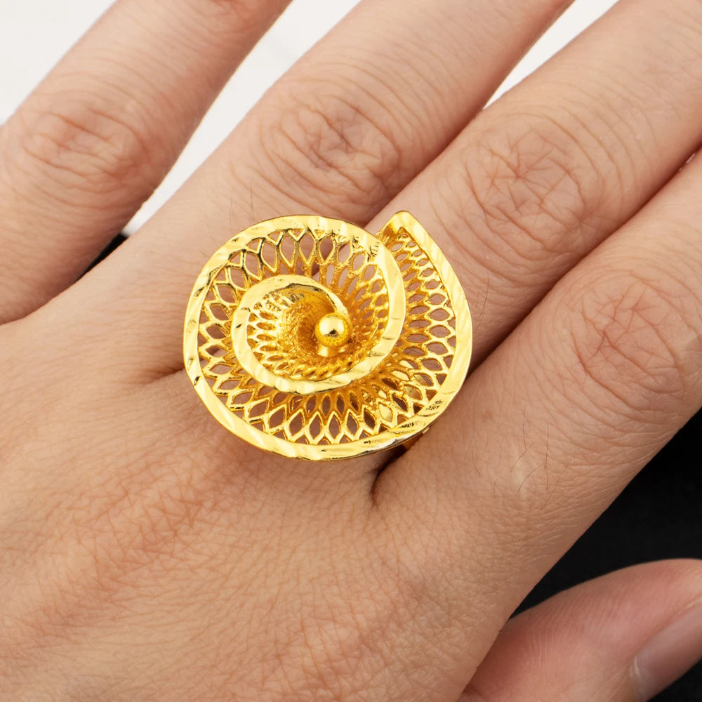 Gold Plated Star Shape Necklace Women's Earrings Ring Set Dubai Wedding Gold Jewelry 2 Piece Set Christmas Party Favor