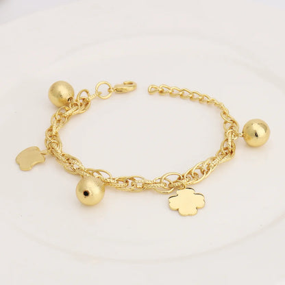 Stainless Steel Hollow Chain Bracelet Women Personalized Charm Jewelry Earrings Set Rust Proof Bangle Gift**
