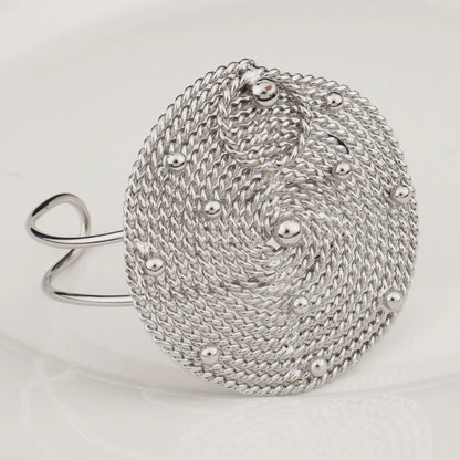 Large Round Earrings Collar Necklace Silver Color Bangle Ring Set for Women America Exaggerated Jewelry Set For Party Dressing