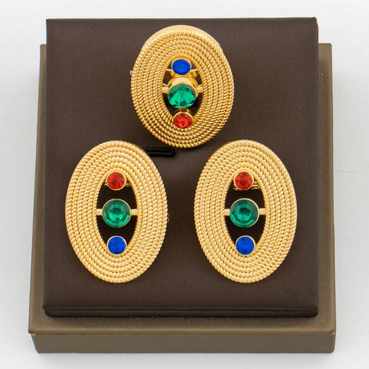 Luxury Earrings Rings set dubai gold jewelry set for women Weddings Party Gift set accessories
