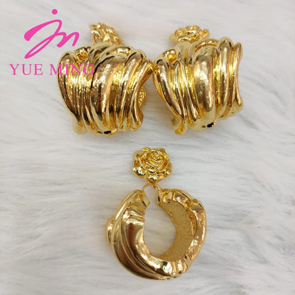 YM Jewelry Sets Fashion 18K Gold color Classic Jewelry For Women Earrings Pendant Necklace Wedding Party Gifts Trendy - YUEMING JEWELRY