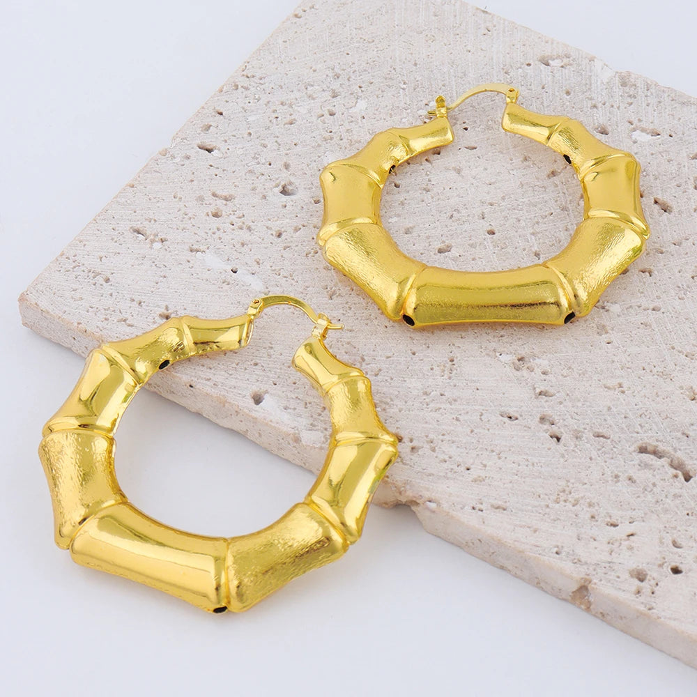 Stainless Steel Bamboo Joint Earrings Fashion Golden Plated Geometric Women's Earrings Engagement Wedding Jewelry Gifts