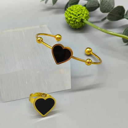 18k Gold Color Stainless Steel Bracelets Rings Adjustable Jewelry on Hand Couple Fashion Bangles Jewellery Accessories Gift