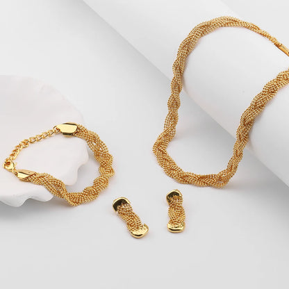YM Gilding Hollow Earrings Necklace Set Fashion Women Dubai Africa Luxury Punk Jewellery Valentine's Day Gift Choker Necklace