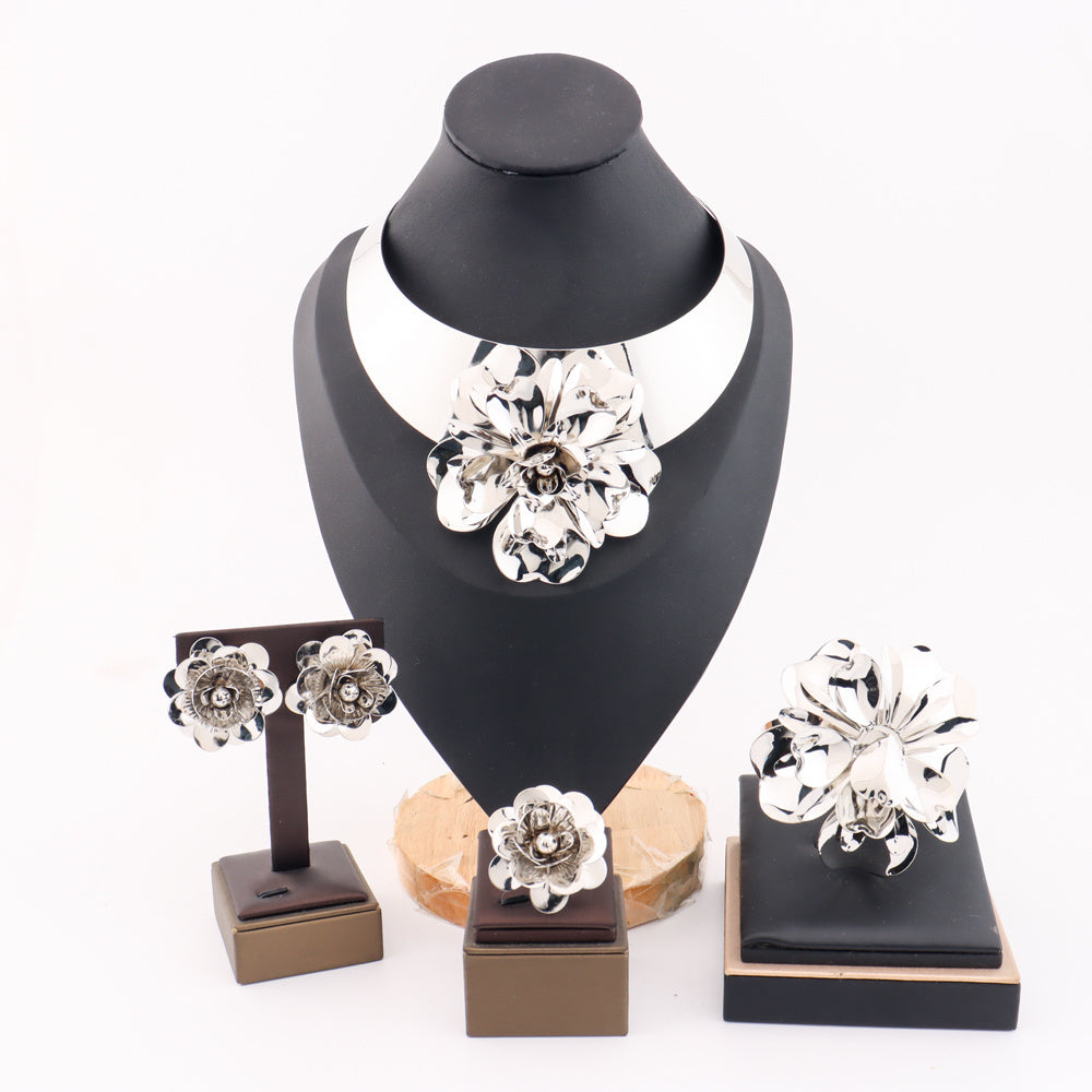 5pcs Luxury Adjustable Set/Extravagant themed Jewelry/ Thick/Creative Exaggerated Metal/Smooth/Thick/Punk Hip-Hop, Suitable for Valentine'S Day/Gift/Giving Her Gift